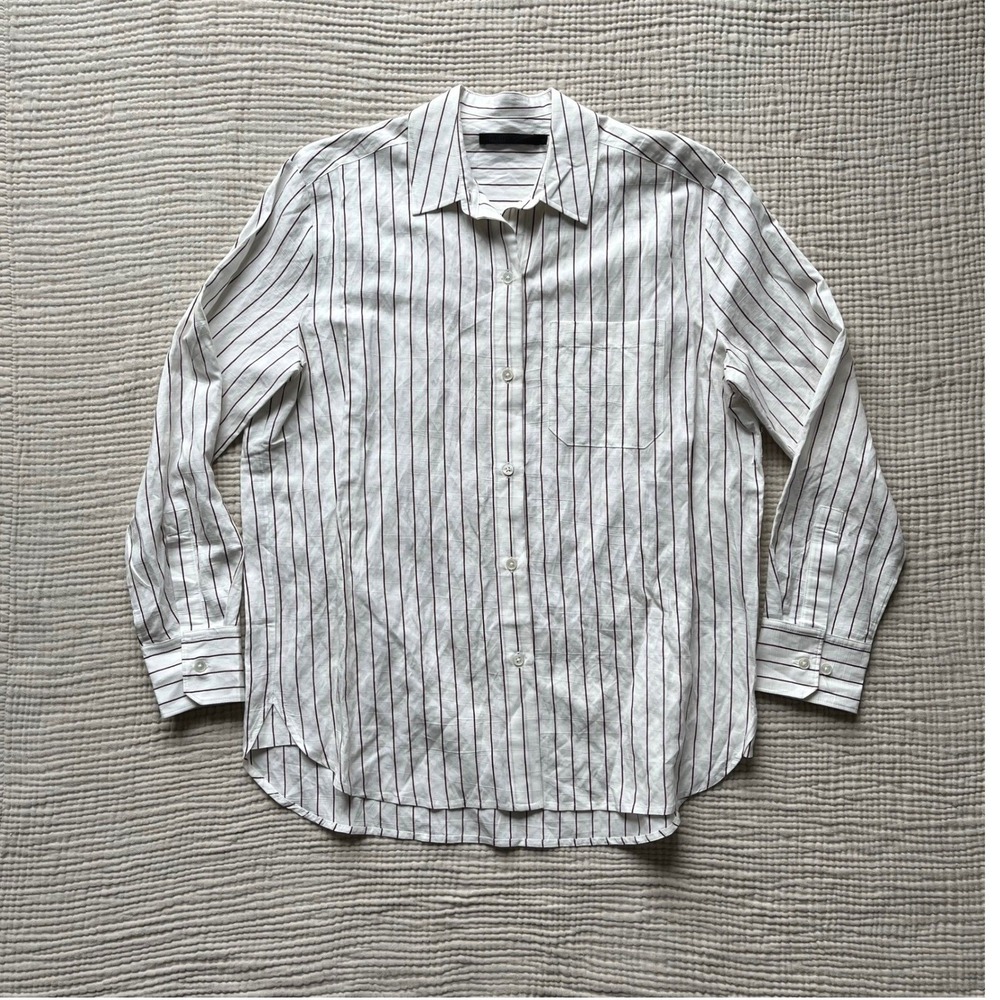 Jenni Kayne Boyfriend Shirt Small Walnut Stripe NWOT